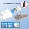 Conector Rj45 CAT 6, 10Gb Blanco Armable, awg 23-26. plastico, cable OD 0.4-1.2mmTooolfree (sin Crmp Tool), Reusable