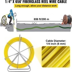 Guaya Pasacable Mariota 200mt 6mm, 10.6kg, 656ft, 1/4". Amarillo, freno man fibra de vidrio, kits de punta metalica