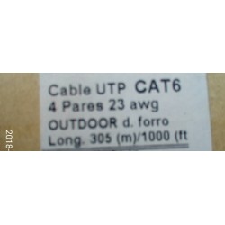 Bobina CAT 6 Cobre Doble forro Elecon fab nac, 100% cobre, awg23, 305mts