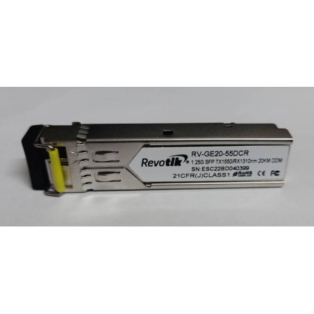 Puerto SFP Mono Lc Bidi 20K YL Rivotik DDM, SM, T1550 _ R1310, 1.25Gbps, Transm x1 hilo. Grtia:10d