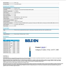 Bobina, Cat 6, Azul, 23 Awg 305m, Belden Premise, 250Mhz, bonded, Solido Cobre (no separador plastico) Backb Horizontal