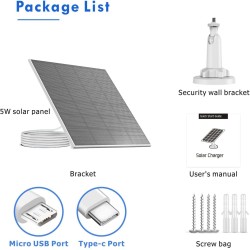 Panel Solar 5v 5w Micro Usb, IP65 cable 3m, Gtia:10dias