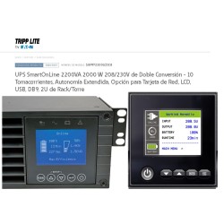 Ups On Line Bifasico 2200Va 1.98kw Tripp 208-230Vac, Req Cables C14, Doble Conver Usb Smart, Ampliab Web Card. Gtia: 180d