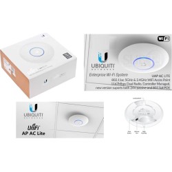 Ap Techo UNIFI 2.4/5Ghz, LITE. (BOX) Indoor 802.3af/A +PoE 24v, 300/867Mbps b/a/g/n/AC, Lan 1000Mbps. Gtia: 30 dias