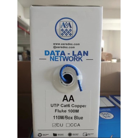 Bobina Cat 6, Cobre Azul, awg24, 110mts -ncf-, 0,5mm, Pvc, 200Mbps