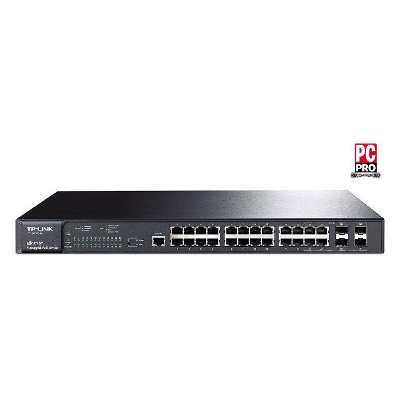 Switch Administrable TP-Link JetStream 24 Puertos Gb PoE 320w, L2/L3/L4, 4 Puertos SFP.