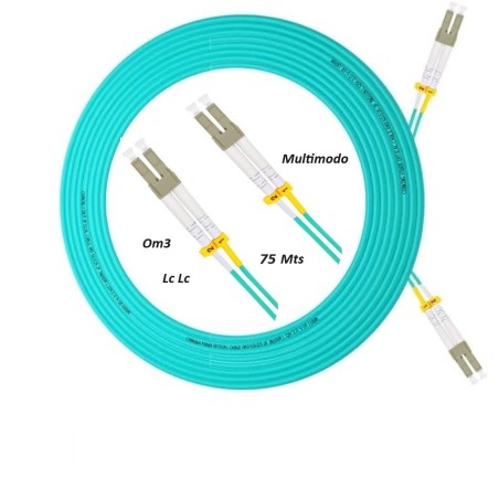 Patch Cord FO MM Lc Lc, OM3 Upc, 75mt Multimodo Duplex, 50/125um, Aqua, lszh