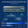 Switch 8 ptos POE mas 2 Gigabit, Desktop 10/100Mbps, Ext 250Mts 10Mbps, Yuanley Max 120w, IEEE802.3af/at, Gtia:10d