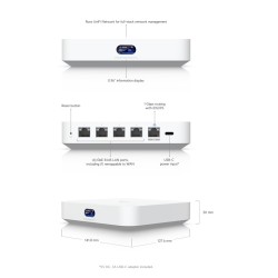 UniFi Cloud Gateway, Router MultiWAN 3GB Balanceador 2x WAN, 4x GbE RJ45 ports, 1x Wan Rj45 1/2.5 GbE. Grtia:30d
