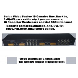 Balun Pasivo 16 Cam Bnc, 300mts, Rack 1u, 4xRj45, 16 Conect Verde, Gtia: 30d