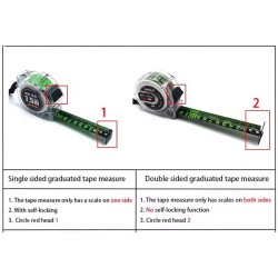 Cinta Metrica 5m - Cm x 25mm Verde Flourescente Impreso a doble cara en CMts