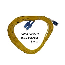 Patch Cord FO SM LC SC Upc/Upc 6M Duplex Cruzado Verde, Chaq Amarillo, 2mm, G652D