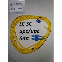 Patch Cord FO SM LC SC Upc/Upc 6M Duplex Cruzado Verde, Chaq Amarillo, 2mm, G652D