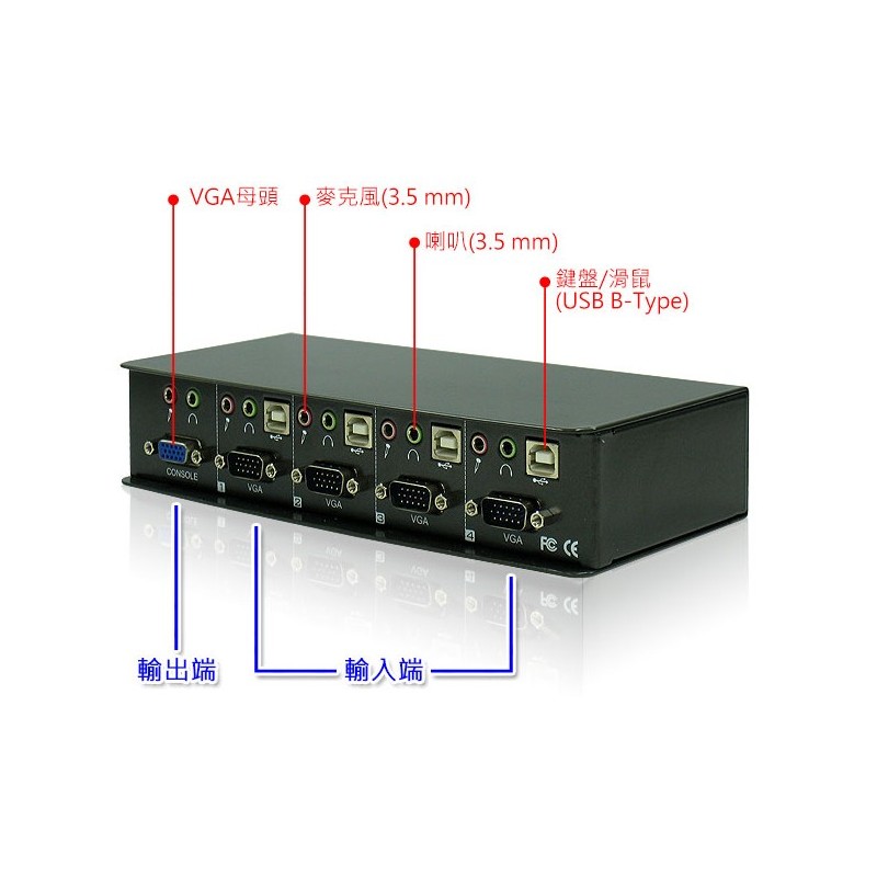 Kvm Serv-Switch, 4 Ptos VGA 3 Usb 1.0, Kit de 4 cables vga-usb. Grtia: 10 dias.