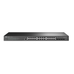 Switch Tp-Link 24 Puertos Administrable Gigabit, L2 (4) SFP, Omada APP, QoS VLAN, Fanless, Gtia: 30 dias