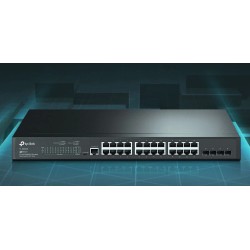 Switch Tp-Link 24 Puertos Administrable Gigabit, L2 (4) SFP, Omada APP, QoS VLAN, Fanless, Gtia: 30 dias