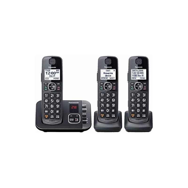 Telefono Inalambrico Panasonic 3 Equipos, DECT 6.0 Plus Digital, LCD 1.6p . 1Ppa, 2Ext. Gtia: 90 Dias