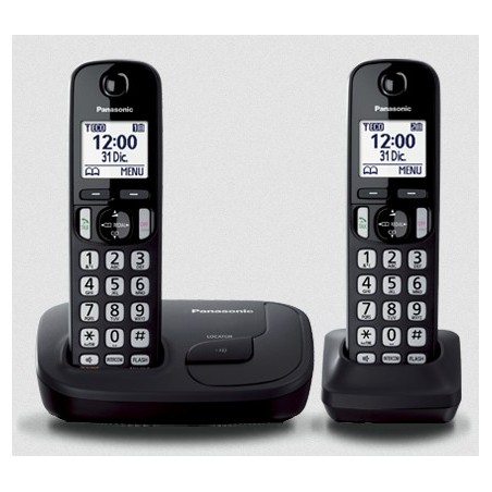 Telefono Inalambrico Panasonic 2 Equipos, DECT 6.0 Plus Digital, LCD 1.6p. Ppal, 1Ext. Gtia: 90 Dias