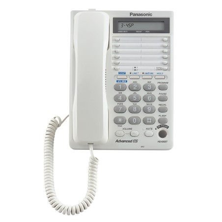 Telefono Alambrico Panasonic 2 Lineas Altavoz, LCD 16 D, Blanco. Gtia: 90 Dias