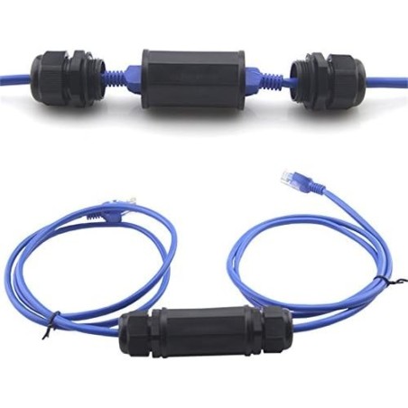 Union Rj45 Anti Agua, Exterior CAT 6 Hembra Hembra, Negro, Waterproof