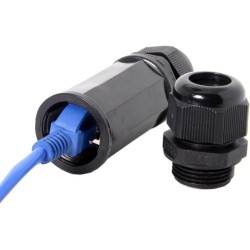 Union Rj45 Anti Agua, Exterior CAT 6 Hembra Hembra, Negro, Waterproof