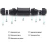 Union Rj45 Anti Agua, Exterior CAT 6 Hembra Hembra, Negro, Waterproof