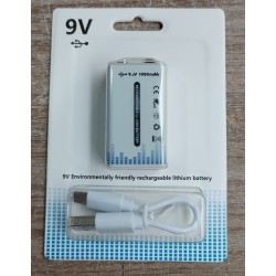 Bateria 9v Recargable 1000 mAh, puerto Usb tipo C, LiOn