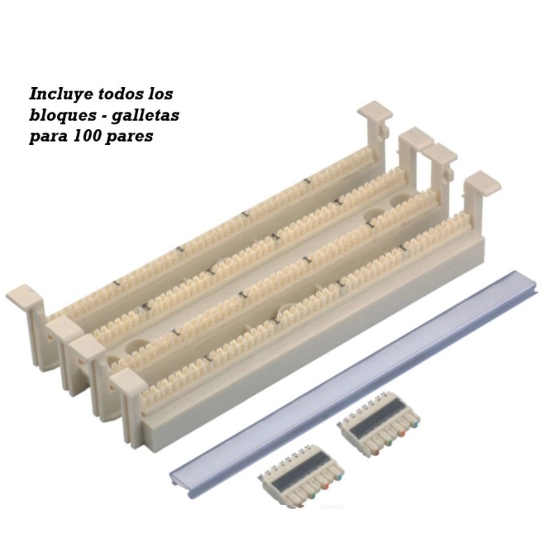 Regleta Telef 110, 100 Pares, Pared Bloques de 4 y 5 pares 110.