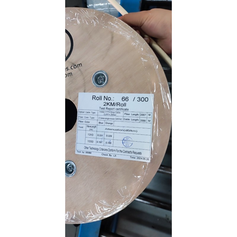 Fibra Optica Drop 2 Hilos, 2000Mt, Negro 9/125um, 900um, G.657A2 LSZH, 2xFrp, Mensajero Kevlar Dielectric, Ideal Tuberia Elect