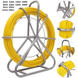 Guaya Pasacable Mariota 200mt 9mm, marco metal, 38kg, 656ft, 0.47", 2ruedas Amarillo, fibra vidrio, 130x120x50 Cm