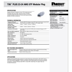 Conector Rj45 Cat 6 Panduit 100u Ensamblaje de 5 fases. TX6™ PLUS 23-24 AWG UTP Modular Plug