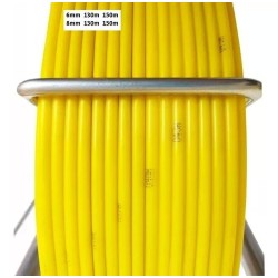 Guaya Pasacable Mariota 200mt 9mm, marco metal, 38kg, 656ft, 0.47", 2ruedas Amarillo, fibra vidrio, 130x120x50 Cm