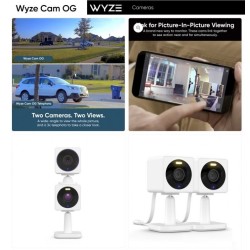 Camara Wyze OG 2Mpx, 2.8mm, Ind_Outd Mic, WiFi, 1080p, _Sd256Gb, Color Noche IP65, Sirena, Usb2.0, 114gdo. Gtia: 30d