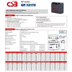 Bateria 12V / 17amp CSB Original, 181x165x 76. Grtia: 10 dias, Recargables