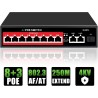 Switch 11 Ptos 8x POE 120w, 2Gb Up, 1SFP Vacio Opc SM/MM, AI Red Monit/Optimiz, 802.3af/at, Lan Ext 250Mt Max, Gtia:10d