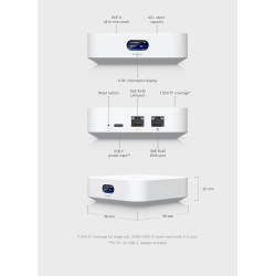 UniFi Cloud Gateway, Router WiFi 6, 1500Ft2, 1x Wan, 1x Lan GbE RJ45 ports, 50user, LCM Display: 0.96". Grtia:30d